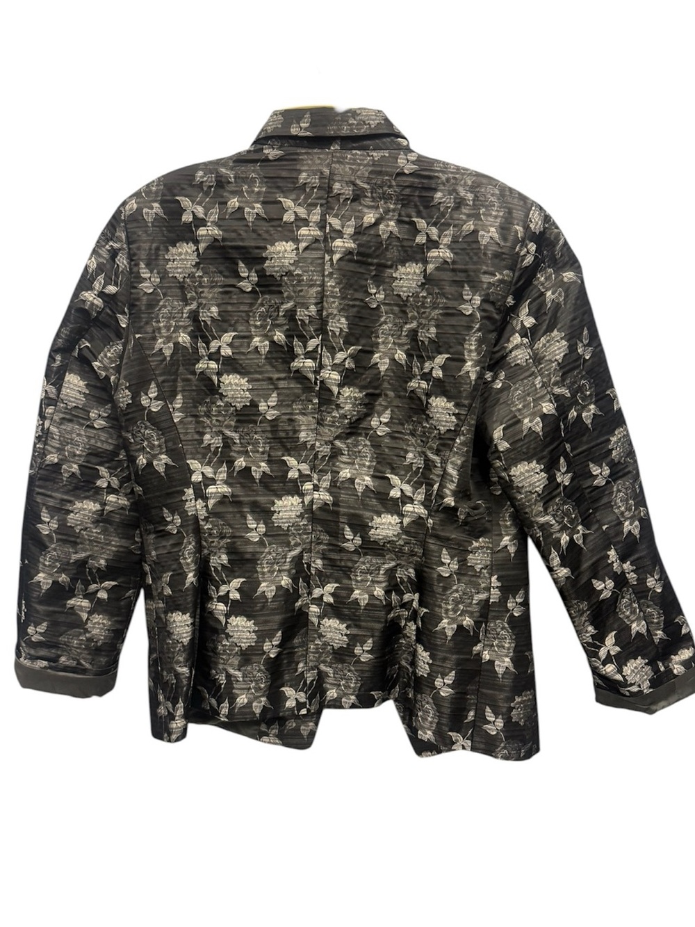 Zanella Chloe Floral Brocade Blazer Jacket Black Silver Size 14 Italy Silk Blend - Picture 3 of 9